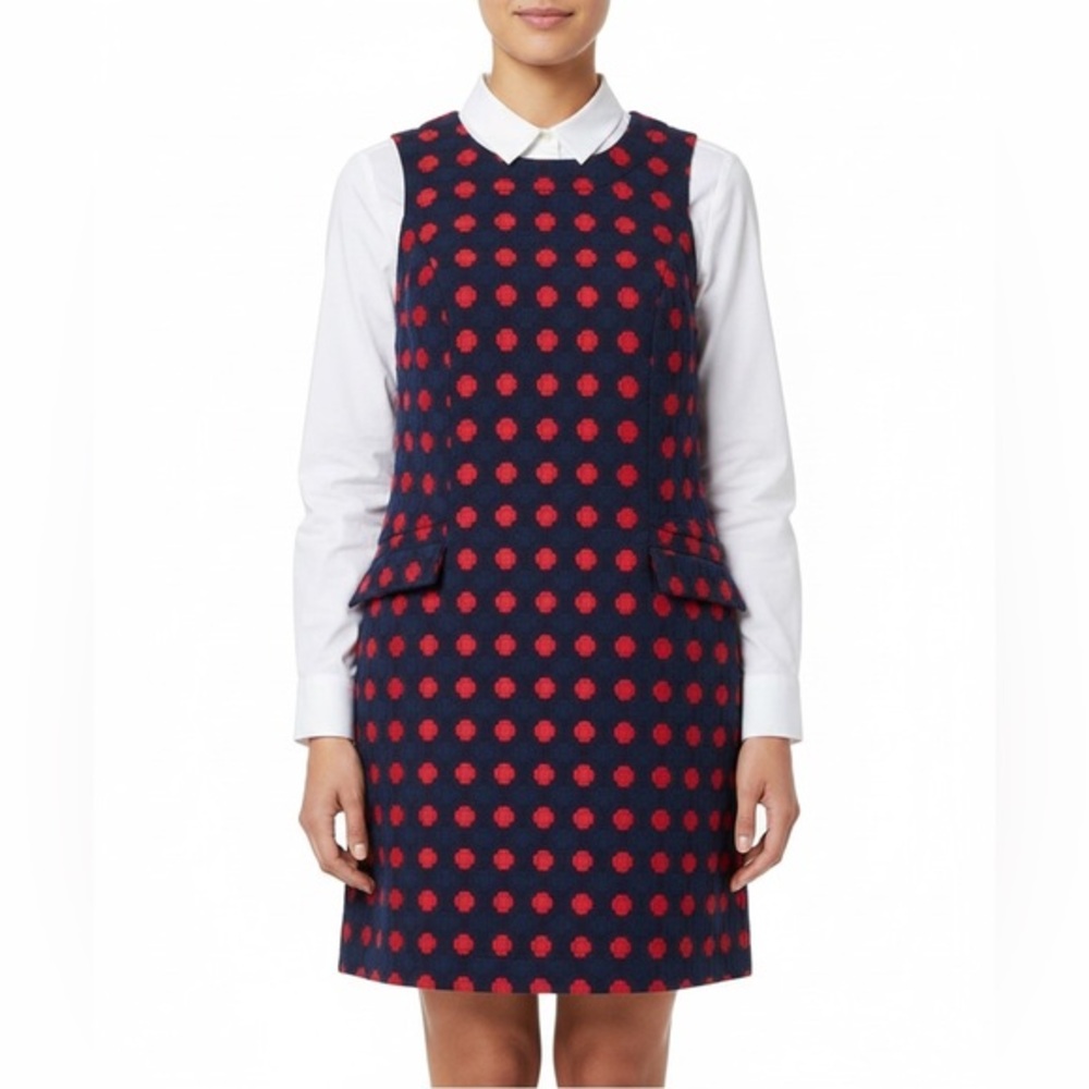BODEN Navy & Red Preppy Midi Dress SZ 12R